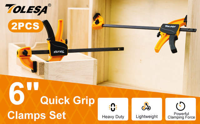 TOLESA 6 Bar Clamps for Woodworking, 2PCS One-Handed Clamp / Spreader,  Wood Clamp Set, Light-Duty Quick-Change F Clamp - AliExpress